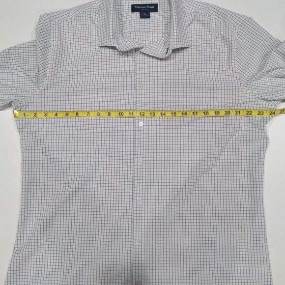 Mizzen Main Mens Windowpane LS Trim Fit Button Up Size XL White Travel Casual - Picture 9 of 11